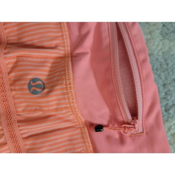 Run Pace Setter Lululemon Tennis Skirt Skort Wagon Striped Orange Size 4 - Picture 4 of 7